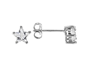 White Cubic Zirconia Rhodium Over Sterling Silver Star Stud Earrings 1.29ctw