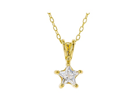 White Cubic Zirconia 18K Yellow Gold Over Sterling Silver Pendant With Chain 0.64ctw