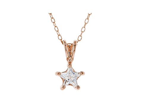 White Cubic Zirconia 18K Rose Gold Over Sterling Silver Pendant With Chain 0.64ctw