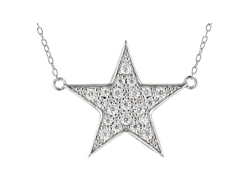Picture of White Cubic Zirconia Rhodium Over Sterling Silver Star Necklace 0.73ctw