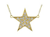 White Cubic Zirconia 18k Yellow Gold Over Sterling Silver Star Necklace 0.73ctw