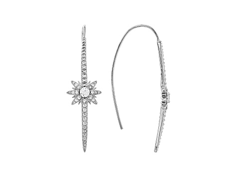 White Cubic Zirconia Rhodium Over Sterling Silver Star Threader Earrings 1.19ctw