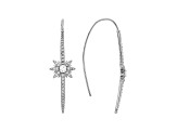 White Cubic Zirconia Rhodium Over Sterling Silver Star Threader Earrings 1.19ctw