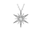 White Cubic Zirconia Rhodium Over Sterling Silver Star Pendant With Chain 0.55ctw