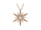 White Cubic Zirconia 18K Rose Gold Over Sterling Silver Star Pendant With Chain 0.55ctw