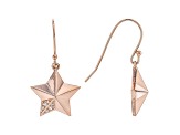 White Cubic Zirconia 18K Rose Gold Over Sterling Silver Star Dangle Earrings 0.18ctw