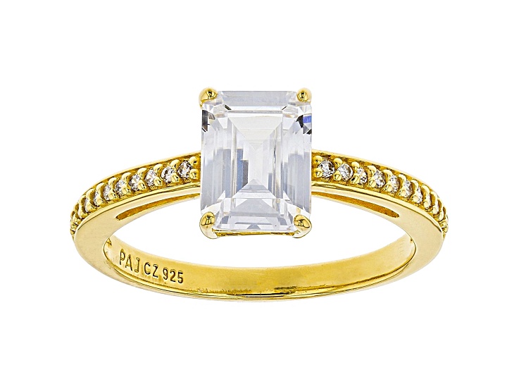 White Cubic Zirconia 18K Yellow Gold Over Sterling Silver Ring 3.01ctw