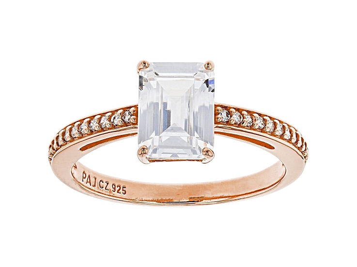 White Cubic Zirconia 18K Rose Gold Over Sterling Silver Ring 3.01ctw