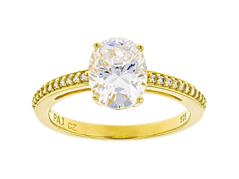 White Cubic Zirconia 18K Yellow Gold Over Sterling Silver Engagement Ring 3.07ctw