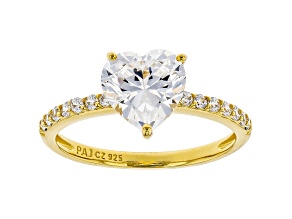 White Cubic Zirconia 18K Yellow Gold Over Sterling Silver Engagement Ring 3.23ctw