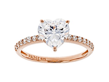 Picture of White Cubic Zirconia 18K Rose Gold Over Sterling Silver Engagement Ring 3.23ctw