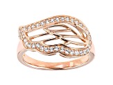 White Cubic Zirconia 18k Rose Gold Over Sterling Silver Angel Wing Ring 0.60ctw