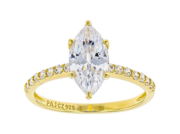 White Cubic Zirconia 18K Yellow Gold Over Sterling Silver Engagement Ring 3.08ctw