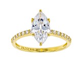 White Cubic Zirconia 18K Yellow Gold Over Sterling Silver Engagement Ring 3.08ctw