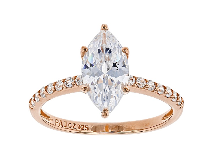 White Cubic Zirconia 18K Rose Gold Over Sterling Silver Engagement