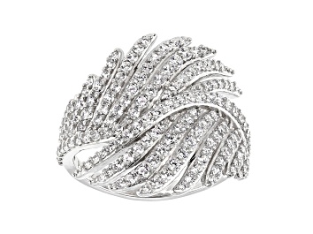 Picture of White Cubic Zirconia Rhodium Over Sterling Silver Feather Ring 2.44ctw