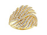 White Cubic Zirconia 18k Yellow Gold Over Sterling Silver Feather Ring 2.44ctw