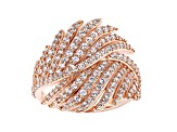 White Cubic Zirconia 18k Rose Gold Over Sterling Silver Feather Ring 2.44ctw