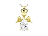 White Cubic Zirconia 18k Yellow Gold Over Sterling Silver Angel Pendant With Chain 2.13ctw