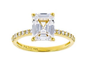 White Cubic Zirconia 18K Yellow Gold Over Sterling Silver Engagement Ring 3.89ctw