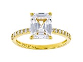 White Cubic Zirconia 18K Yellow Gold Over Sterling Silver Engagement Ring 3.89ctw