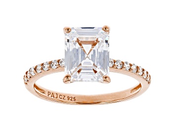 Picture of White Cubic Zirconia 18K Rose Gold Over Sterling Silver Engagement Ring 3.89ctw