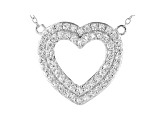 White Cubic Zirconia Rhodium Over Sterling Silver Heart Necklace 1.56ctw