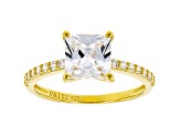 White Cubic Zirconia 18K Yellow Gold Over Sterling Silver Princess Cut Engagement Ring 3.08ctw