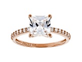 White Cubic Zirconia 18K Rose Gold Over Sterling Silver Princess Cut Engagement Ring 3.08ctw