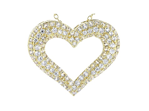 White Cubic Zirconia 18k Yellow Gold Over Sterling Silver Heart Pendant With Chain 2.22ctw