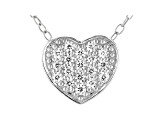 White Cubic Zirconia Rhodium Over Sterling Silver Heart Pendant With Chain 0.28ctw