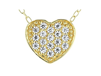 Picture of White Cubic Zirconia 18k Yellow Gold Over Sterling Silver Heart Pendant With Chain 0.28ctw