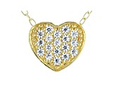 White Cubic Zirconia 18k Yellow Gold Over Sterling Silver Heart Pendant With Chain 0.28ctw