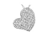 White Cubic Zirconia Rhodium Over Sterling Silver Heart Pendant With Chain 1.03ctw