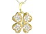 White Cubic Zirconia 18K Yellow Gold Over Silver Four Leaf Clover Pendant With Chain 0.56ctw