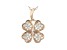 White Cubic Zirconia 18K Rose Gold Over Silver Four Leaf Clover Pendant With Chain 0.56ctw