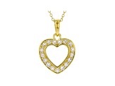 White Cubic Zirconia 18K Yellow Gold Over Sterling Silver Heart Pendant With Chain 0.99ctw
