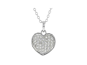 White Cubic Zirconia Rhodium Over Sterling Silver Heart Pendant With Chain 0.54ctw