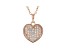 White Cubic Zirconia 18K Rose Gold Over Sterling Silver Heart Pendant With Chain 0.54ctw