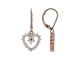 White Cubic Zirconia 18K Rose Gold Over Sterling Silver Heart Earrings 1.24ctw