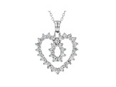 White Cubic Zirconia Rhodium Over Sterling Silver Heart Pendant With Chain 1.87ctw