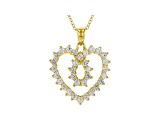 White Cubic Zirconia 18K Yellow Gold Over Sterling Silver Heart Pendant With Chain 1.87ctw