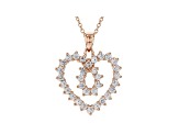 White Cubic Zirconia 18K Rose Gold Over Sterling Silver Heart Pendant With Chain 1.87ctw