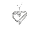 White Cubic Zirconia Rhodium Over Sterling Silver Heart Pendant With Chain 0.73ctw