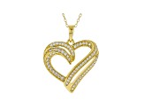 White Cubic Zirconia 18K Yellow Gold Over Sterling Silver Heart Pendant With Chain 0.73ctw