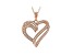 White Cubic Zirconia 18K Rose Gold Over Sterling Silver Heart Pendant With Chain 0.73ctw