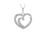 White Cubic Zirconia Rhodium Over Sterling Silver Heart Pendant With Chain 0.78ctw