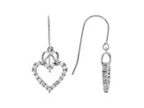 White Cubic Zirconia Rhodium Over Sterling Silver Heart Earrings 0.97ctw