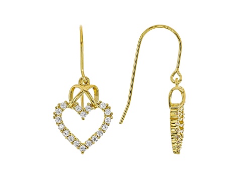 White Cubic Zirconia 18K Yellow Gold Over Sterling Silver Heart Earrings 0.97ctw