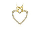 White Cubic Zirconia 18K Yellow Gold Over Sterling Silver Heart Pendant With Chain 0.75ctw